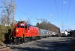 GP15-1 # 24 is on the point of the Polar Express train as it is about to cross Troy Hills Rd in Hanover Twp